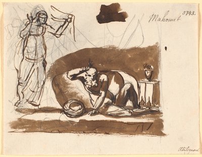 Muhammed, sentado entre almofadas, deixou uma figura feminina de Nicolai Abildgaard