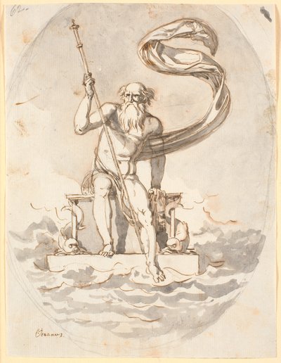 Oceanus em seu trono no mar de Nicolai Abildgaard