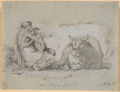 Pasiphaë com os pequenos Minotauros de Nicolai Abildgaard