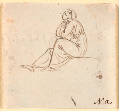 Figura feminina sentada de perfil à esquerda de Nicolai Abildgaard