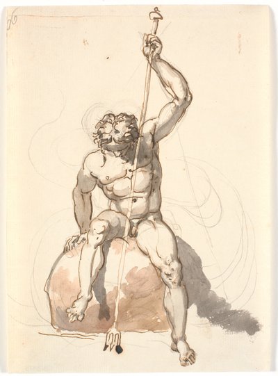 Figura masculina sentada com tridente de Nicolai Abildgaard
