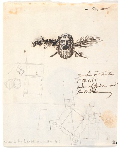 Selo de rascunho para o corpo de montanha de Røro, bem como alguns rascunhos de pequenas figuras de Nicolai Abildgaard