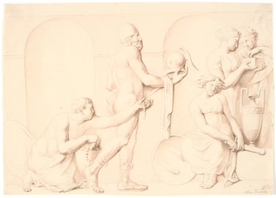 Ulisses que descobre Aquiles entre as filhas de Licomedes de Nicolai Abildgaard