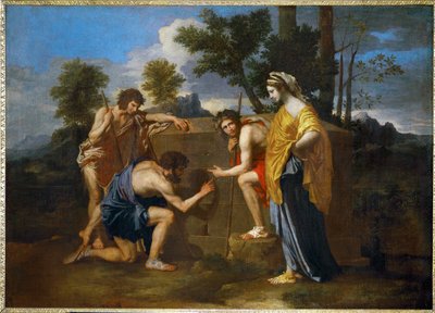 Os pastores árcades ... de Nicolas (attr.to) Poussin