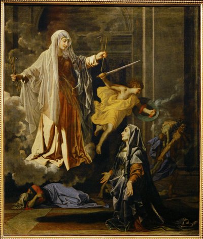 O milagre da peste, de Saint Francoise Romaine ... de Nicolas (attr.to) Poussin