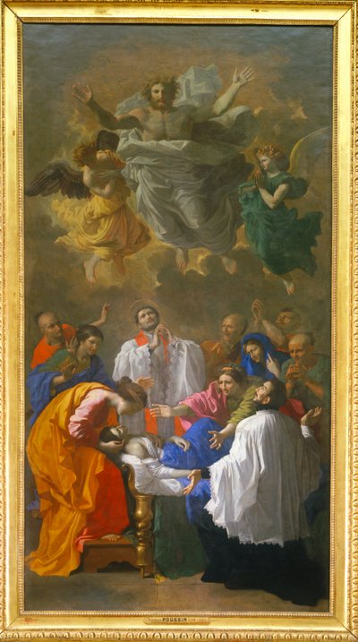 São Francisco-Xavier ressuscita a filha de um habitante de Cangoxima no Japão - São Francisco-Xavier ressuscita um habitante de Cangoxima no Japão ... de Nicolas (attr.to) Poussin