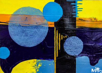 Círculos abstratos azuis e amarelos de Nicolas Alsterdal