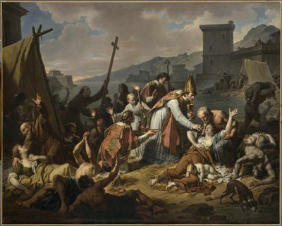A Devoção de Monsenhor de Belsunce durante a Peste de Marselha, 1720, antes de 1819. de Nicolas André Monsiaux