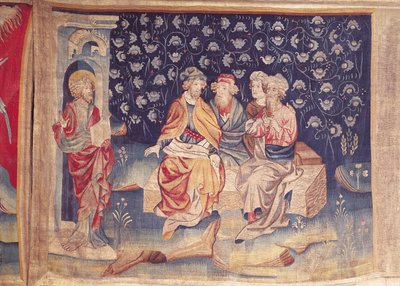 Discussão da Ressurreição, no.76 de &39;O Apocalipse de Angers&39;, 1373-87 (tapeçaria) de Nicolas Bataille