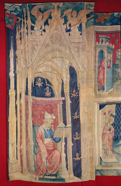 O leitor, da tapeçaria de Apocalypse de Angers, 1373-87 (tapeçaria) de Nicolas Bataille