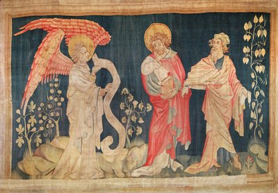 As lágrimas de São João, no.6 de &39;O Apocalipse de Angers&39;, 1373-87 (tapeçaria) de Nicolas Bataille