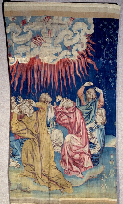 A cortina do Apocalipse (1373 -1383): o fogo do céu (escuridão). Tapeçaria de Nicolas Bataille (1330-1405) de Nicolas Bataille
