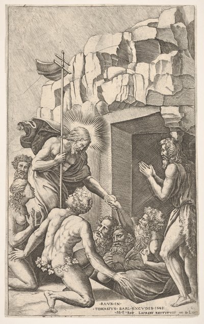 Cristo no Limbo, depois de Rafael, 1541. de Nicolas Beatrizet