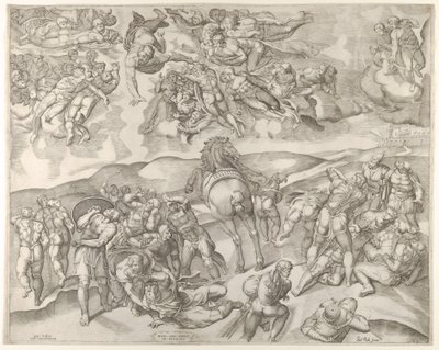 Conversão de Saulo, do afresco de Michelangelo na Capela Paulina no Vaticano..., ca. 1545-60. de Nicolas Beatrizet