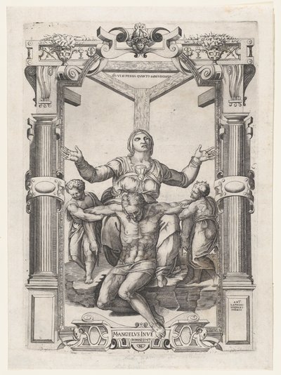 Pietà com Anjos na Frente da Cruz, 1547., 1547. de Nicolas Beatrizet