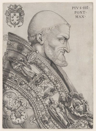 Retrato do Papa Pio IV, meados do século XVI., meados do século XVI. de Nicolas Beatrizet