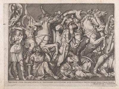 Espelho da magnificência romana: Batalha das Amazonas, 1559., 1559 de Nicolas Beatrizet