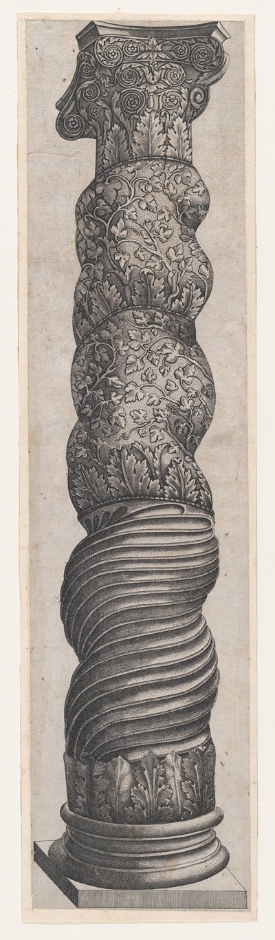 O Espelho da Magnificência Romana: Coluna Sinuosa Grotesca em St. Pedro, séc. XVI..., séc. XVI. de Nicolas Beatrizet