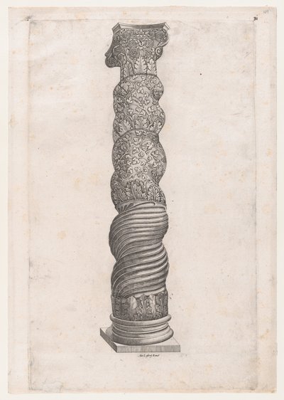 O Espelho da Magnificência Romana: Coluna Sinuosa Grotesca em St. Pedro, séc. XVI..., séc. XVI. de Nicolas Beatrizet