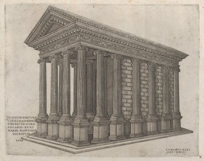 O Templo da Fortuna em Roma, século 16., século 16. de Nicolas Beatrizet