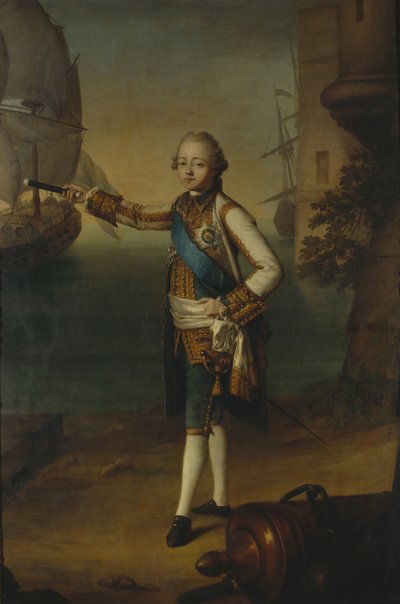 Retrato do Grão-Duque Pavel Petrovich 1754-1801 em Almirante Uniforme, 1769 de Nicolas Benjamin Delapierre