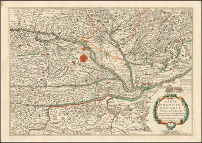 Mapa de 1663 da Alta e Baixa Hungria, Transilvânia, Eslovénia, Croácia e Dalmácia, publicado por Nicolas Berey de Nicolas Berey