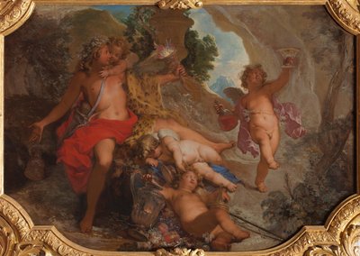 Bacchus mit vier Putten de Nicolas Bertin