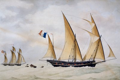 Santo Stefano di Laigueglia xebec sendo perseguido por corsário inglês de Nicolas Cammillieri