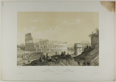 Roma: O Coliseu e o Arco de Constantino, placa 38 de Italie Monumentale et Pittoresque de Nicolas Chapuy