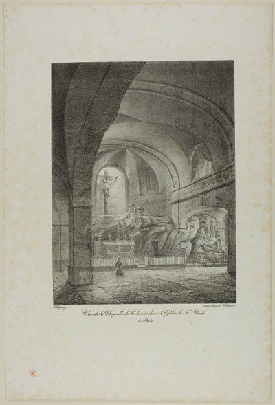 Vista da Capela do Calvário na Igreja de São Roque, Paris de Nicolas Chapuy