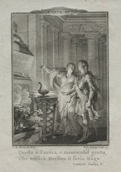Na Gruta de Merlin, o Mago, 1771. de Nicolas Delaunay
