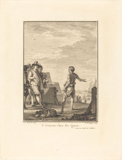 Discurso sobre igualdade de condições: Ele volta aos seus iguais de Nicolas Delaunay after Jean Michel Moreau