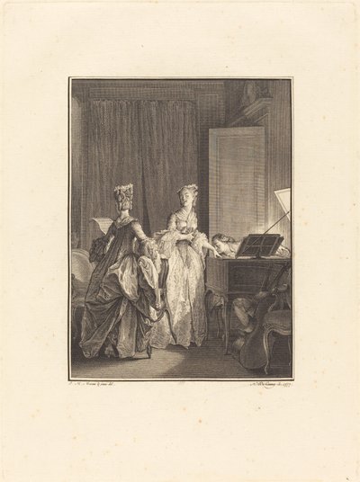 Ele aplicou a esta mão um beijo que eu senti no meu coração de Nicolas Delaunay after Jean Michel Moreau