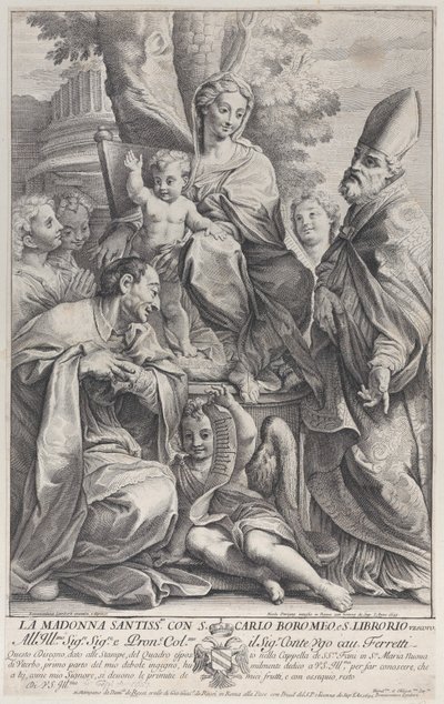 Virgem e Menino com São Libório e Carlo Borromeo, 1693-95., 1693-95. de Nicolas Dorigny