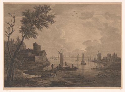 Paisagem com barcos de pesca de Nicolas Dufour