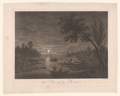 Vista nocturna do Mosa com os pescadores
III.ème Vue sur la Meuse. (título sobre o objecto) de Nicolas Dufour