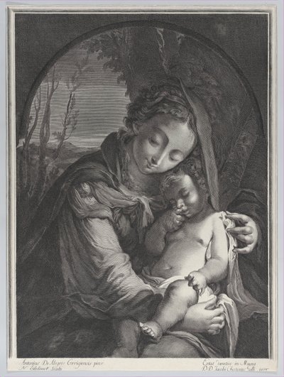 Virgem com o Menino Jesus adormecido, 1708., 1708. de Nicolas Etienne Edelinck