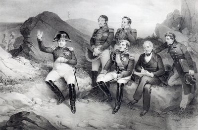Imperador Napoleão I (1769-1821) Ditando suas Memórias para Emmanuel Las Cases (1766-1842) em Santa Helena, 1860 de Nicolas Eustache Maurin