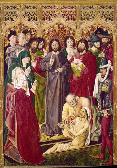 A Ressurreição de Lázaro (tempera no painel de Nicolas Froment