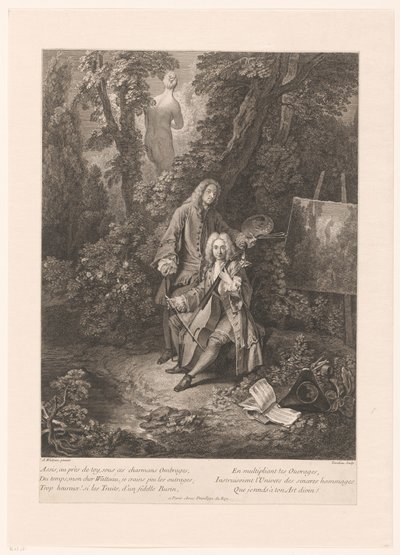 Dois homens galantes numa paisagem de parque de Nicolas Henri Tardieu