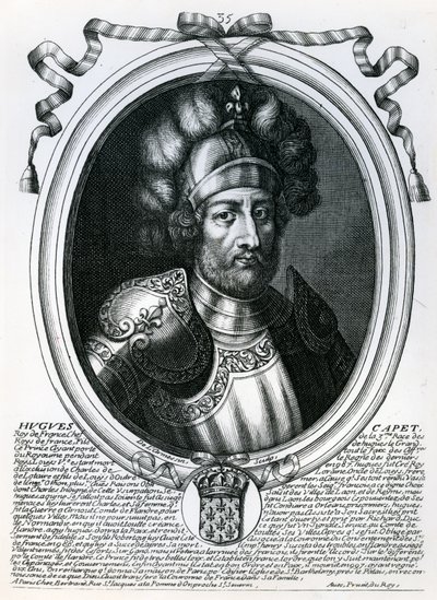 Hugues I Capet (941-96), rei da França, de "As representações dos augustos de todos os reis da França, de Pharamond a Luís XIV", Paris, 1679 de Nicolas II de Larmessin