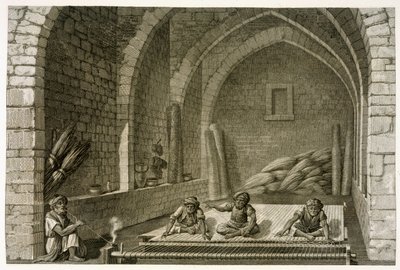 Tecendo um tapete, de Volume II Artes e Ofícios de &39;Descrição do Egito&39;, pub. sob as ordens de Napoleão, 1822 de Nicolas Jacques Conte