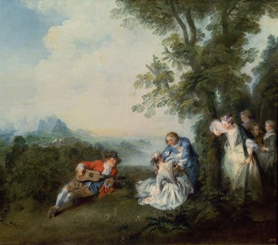 Uma empresa na borda da floresta, 1720 de Nicolas Lancret