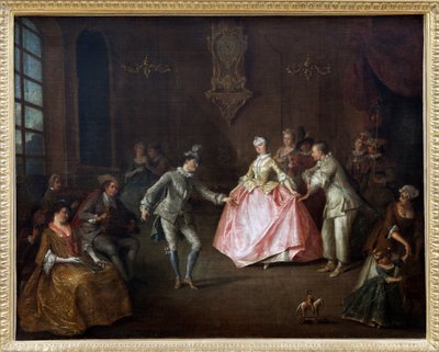 Antes do baile de máscaras, Pintura a óleo sobre tela de Nicolas Lancret (1690-1743). Fotografia, KIM Youngtae, Nantes, Musee des Beaux Arts de Nantes. de Nicolas Lancret