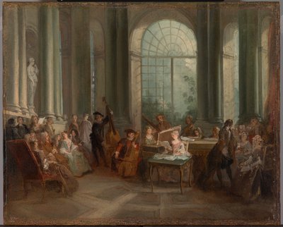Concerto na sala oval do castelo de Pierre Crozat em Montmorency de Nicolas Lancret