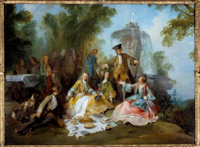 Refeição de caça. Pintura de Nicolas Lancret (1690-1743) de Nicolas Lancret