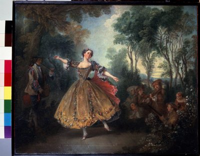 ""O Camargo dançante"" (Miss Camargo Dançando) Marie Anne de Cupis Camargo chamou o Camargo (1710-1770) dançando. Pintura de Nicolas Lancret (1690-1743) Início do século XVIII Dim. 45x55 cm Museu Hermitage, São Petersburgo de Nicolas Lancret