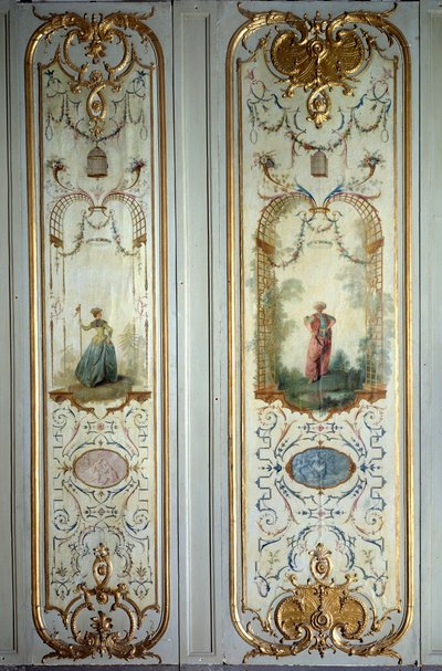 Painel pintado do Hotel de Peyrenc realizado por Nicolas Lancret (1690-1743) 1725 Paris, Artes Decorativas de Nicolas Lancret