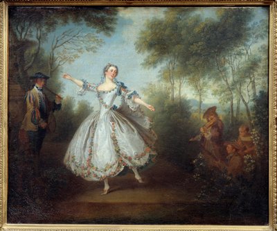 A bailarina Marie Anne Cuppi (1710-1770) chamou a dançarina Camargo. Pintura de Nicolas Lancret (1690-1743) de Nicolas Lancret