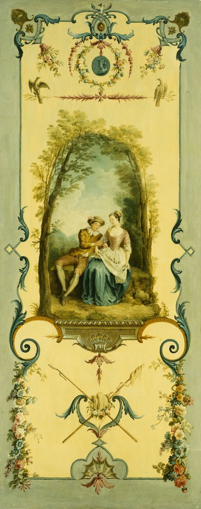 Três painéis decorativos com alegorias de inverno, verão e outono de Nicolas Lancret